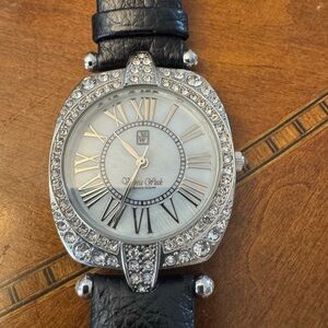 Victoria Wieck Black Leather Strap watch with  b9275